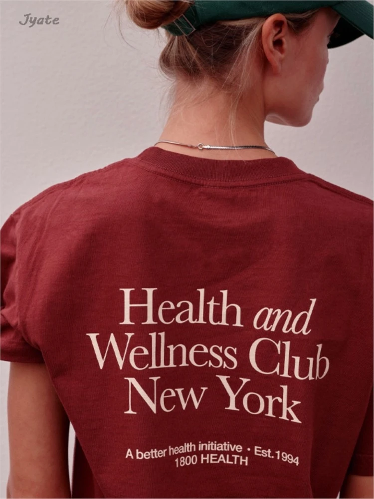 

Wine Red Streetwear Short Sleeve Tee Cotton NEWYORK Letter Print fashion Women Summer T-shirts Sportwear Casual Tshirt Top 2024