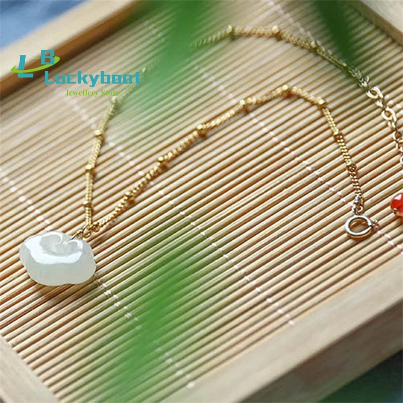 

2022 Fashion New Hetian Sapphire White Jade Anklet 14K Gold Simple Single Circle Women Send a Fine Gift