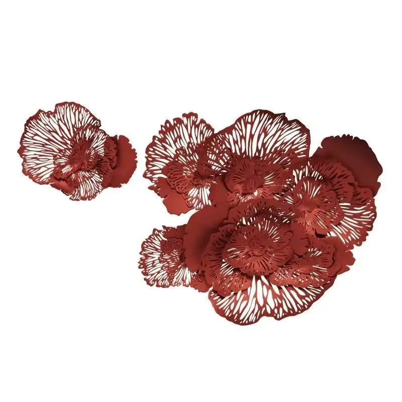 Chinese wrought iron large wall hanging big safflower pendant decoration hotel lobby living room business club KTV wall