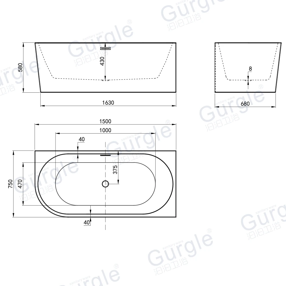 150 160 170 Cm Length Acrylic Bathtub Corner Freestanding 1 Person Tub For Adults