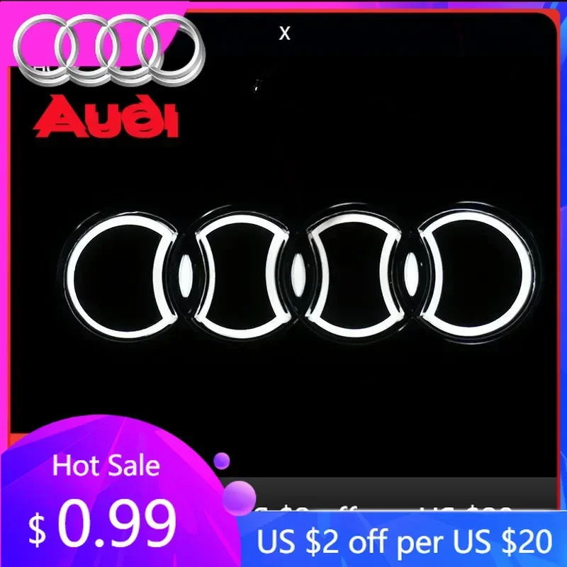 

Колпаки на колеса (хаб-капы) для Audi, 18*5.8 см, задний эмблема-кольцо Audi, модифицированный 5D LED светящийся логотип на крышку багажника для Audi A2 A3 A4 A5 A6 A7 A8 Q