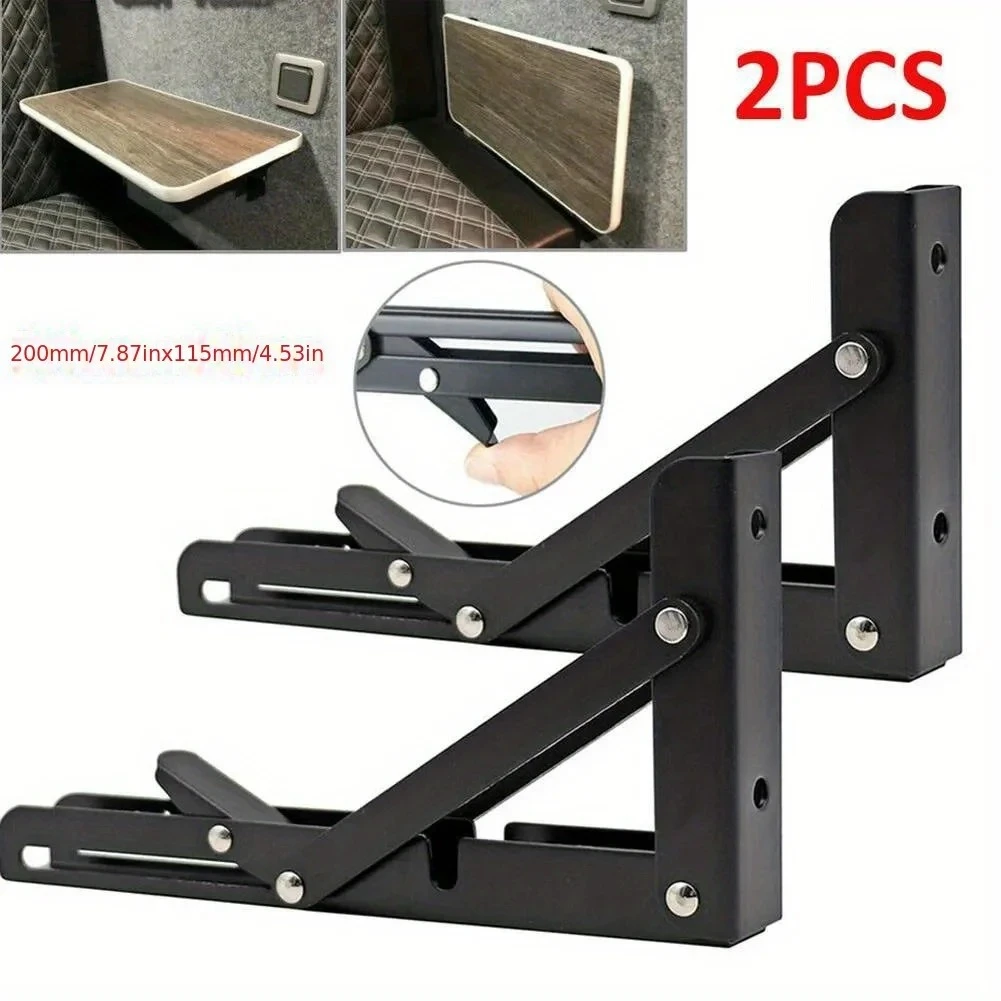 2pcs Stainless Steel Space-Saving Folding Bracket Table Shelf for Campervan, Motorhome, Caravan