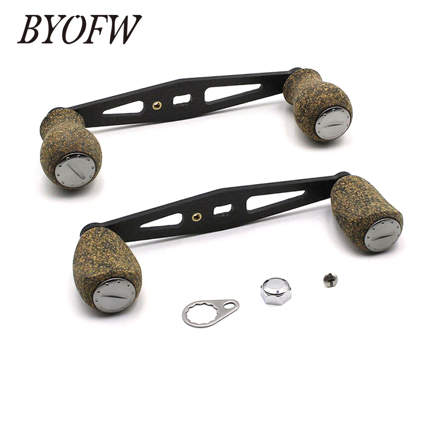 BYOFW Straight Carbon Fiber Baitcasting Reel Handle for Abu Garcia Daiwa Rubber Cork Round or Oval Knobs Rocker Accessories