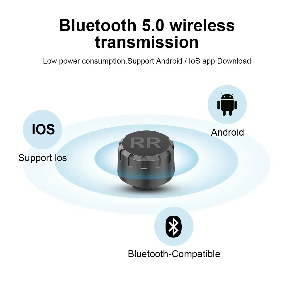 TPMS Tire Pressure Sensors Motorcycle Bluetooth-Compatible Tire Pressure Monitoring System External Sensor Android/IOS Car TMPS