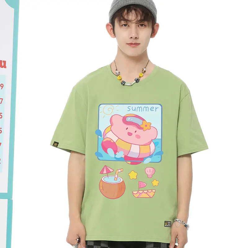 Kirby Star-女性用半袖Tシャツ,夏の服,アニメ,Nintendo Switch,漫画,かわいい