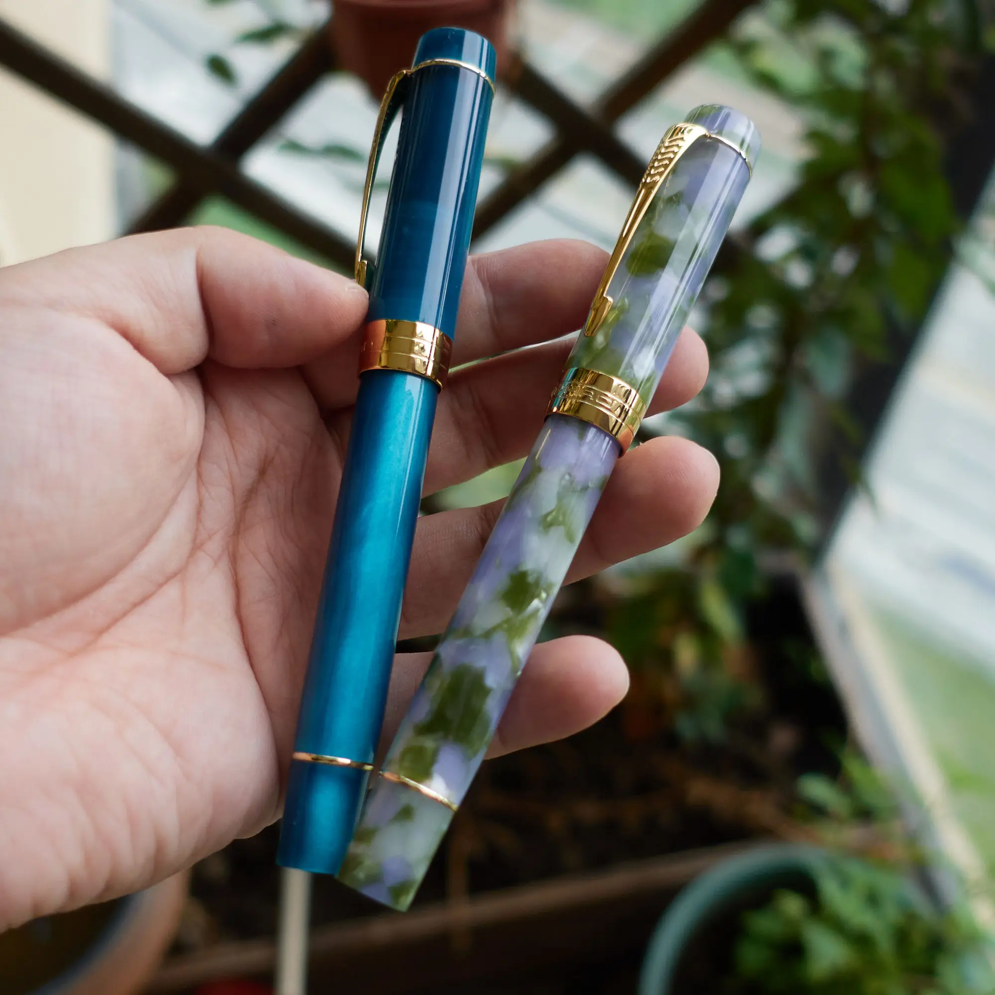 Jinhao Century Tofu 2022 Limited Edition Color: Peacock Blue And Seaweed， Resin Fountain Pen