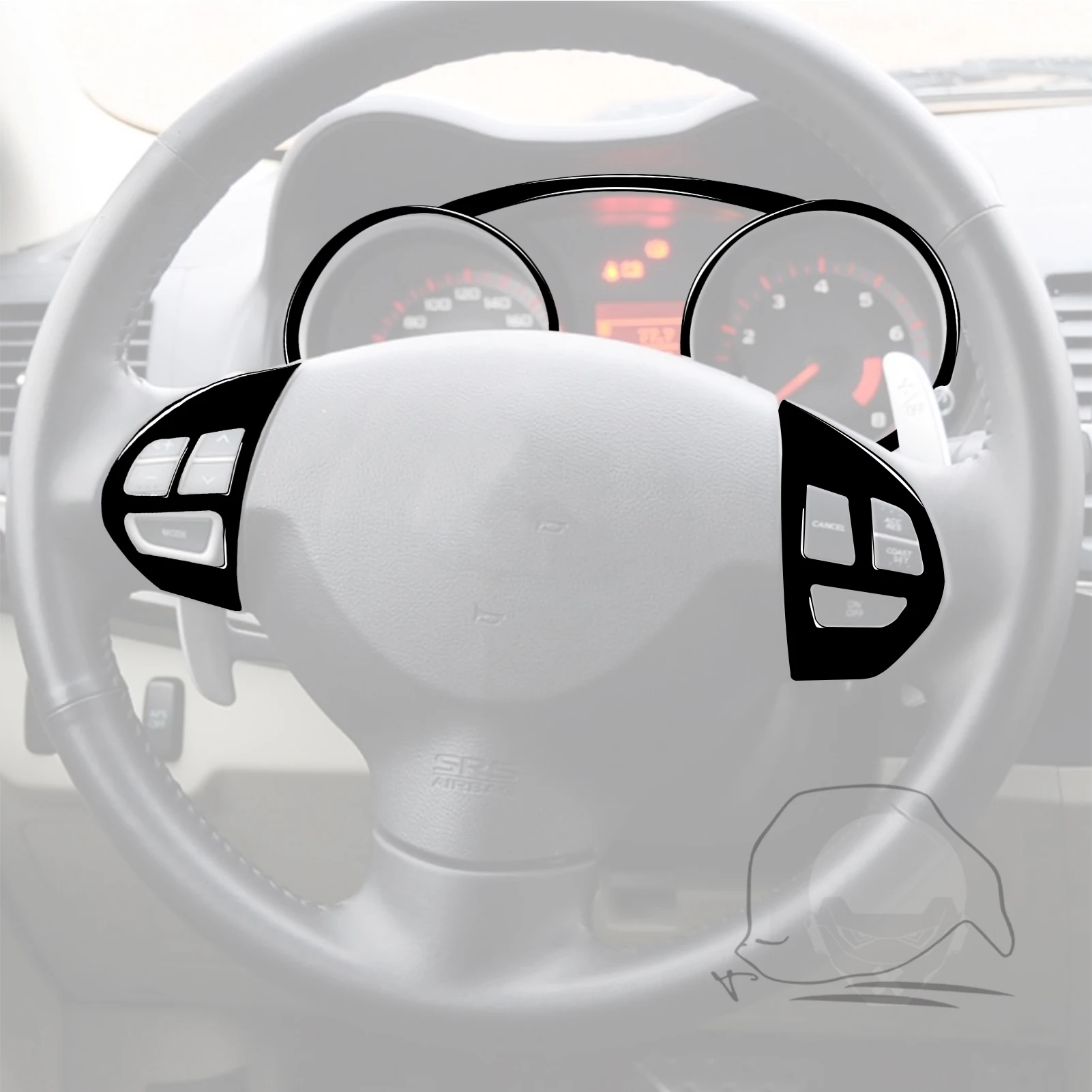 For Mitsubishi Lancer EVO 2008-2015 Car Accessories Plastic Piano Black Interior Steer Wheel Buttons Speedometer Trim Sticker