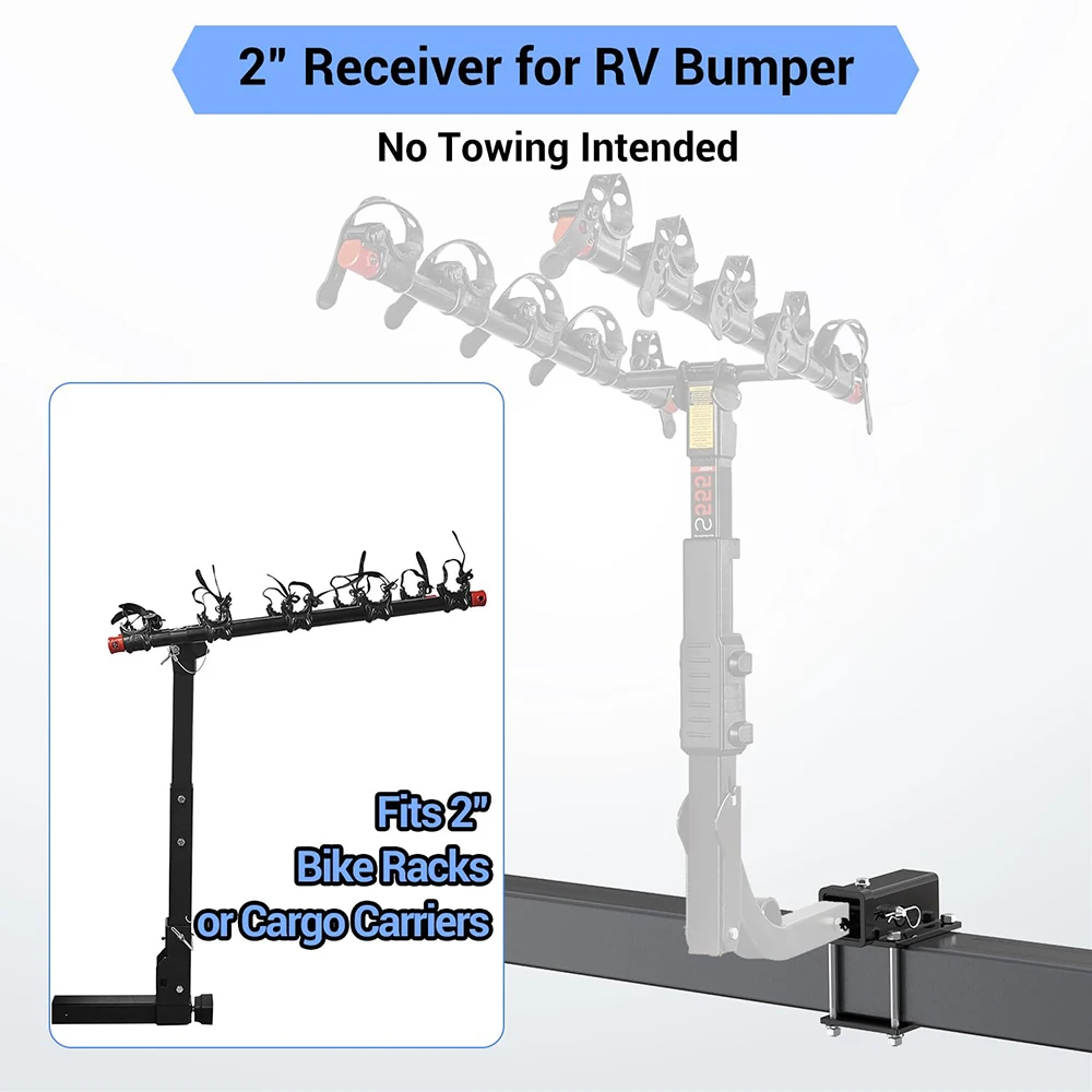 Bolt-on RV Bumper Hitch Receiver Adapter Fits 4-4.5 2 Receiver 200Lbs Tongue Weight Capacity for Camper Bike Racks Cargo Car