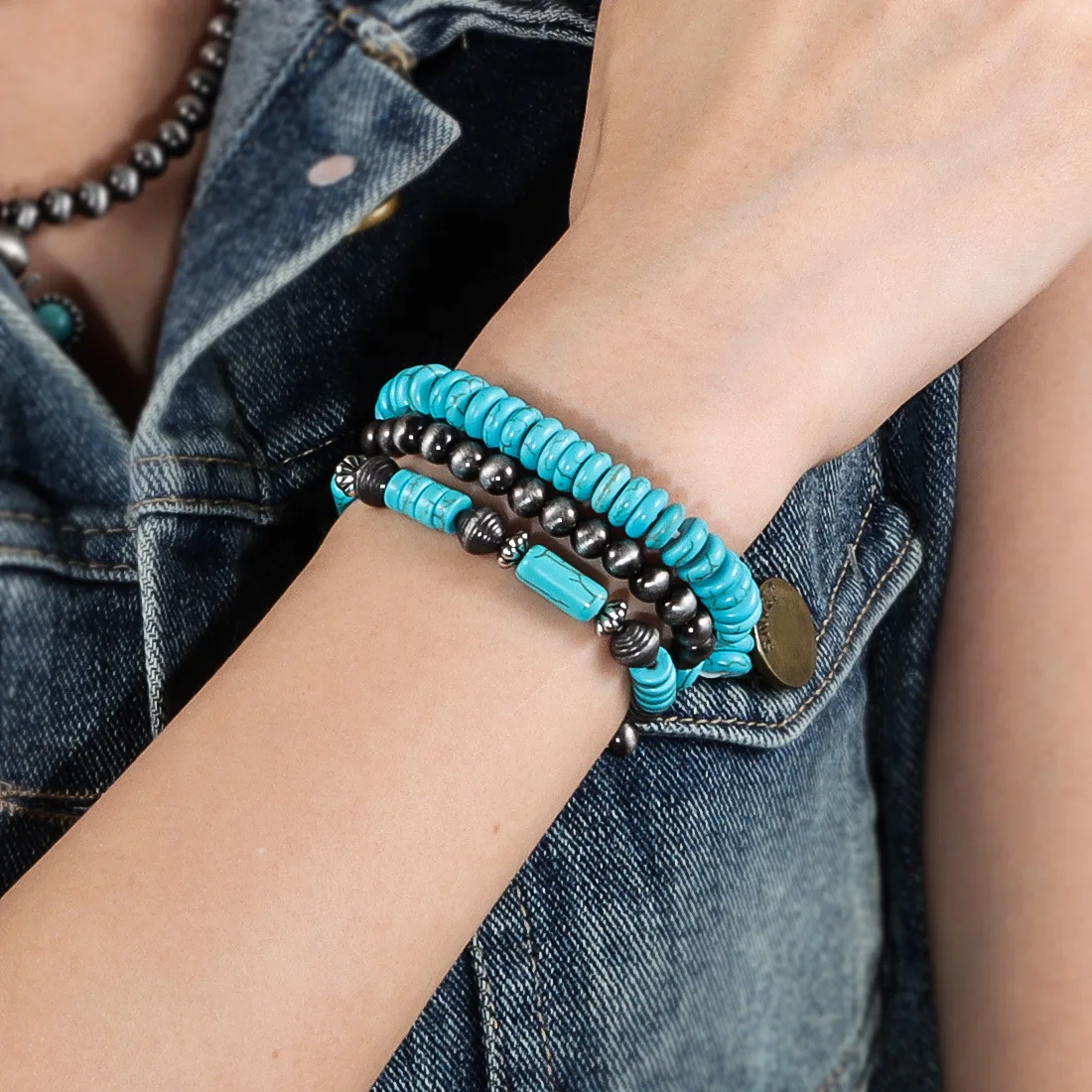 

DIY accessories Cross-border European and American multi-layer turquoise bracelet, retro ethnic style, personalized fashion, han