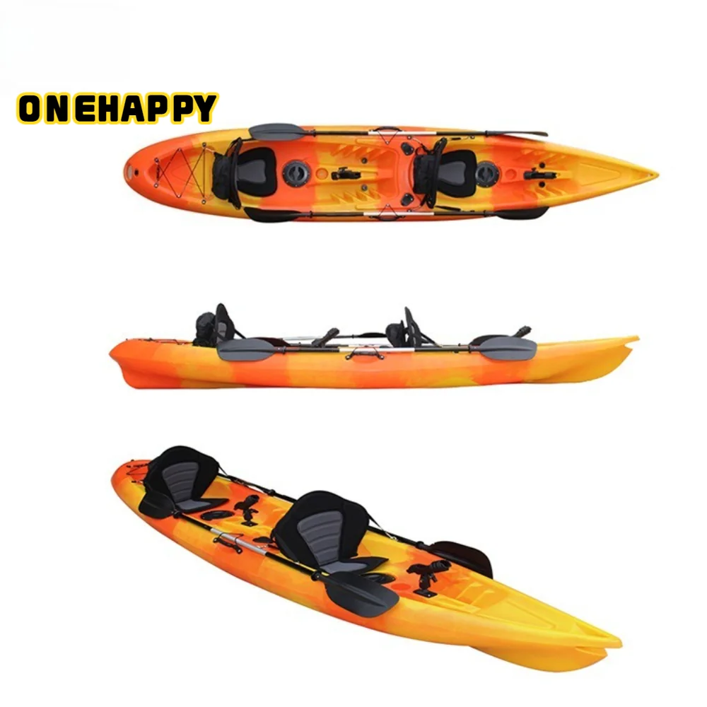 حماية من الأشعة فوق البنفسجية لشخصين، قارب كاياك بلاستيكي مصبوب من Rotomolded لشخصين بالغين مع مجاديف لصيد الأسماك في نهر البحيرة #3