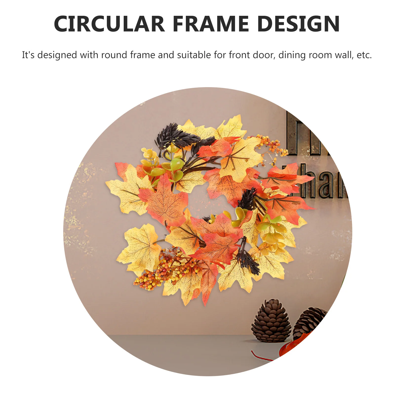

Autumn Wreath Fall Themed Wall Hanging Garland For Front Door Outdoor Party Decor Thanksgiving Maple Leaves Harvest Festival
