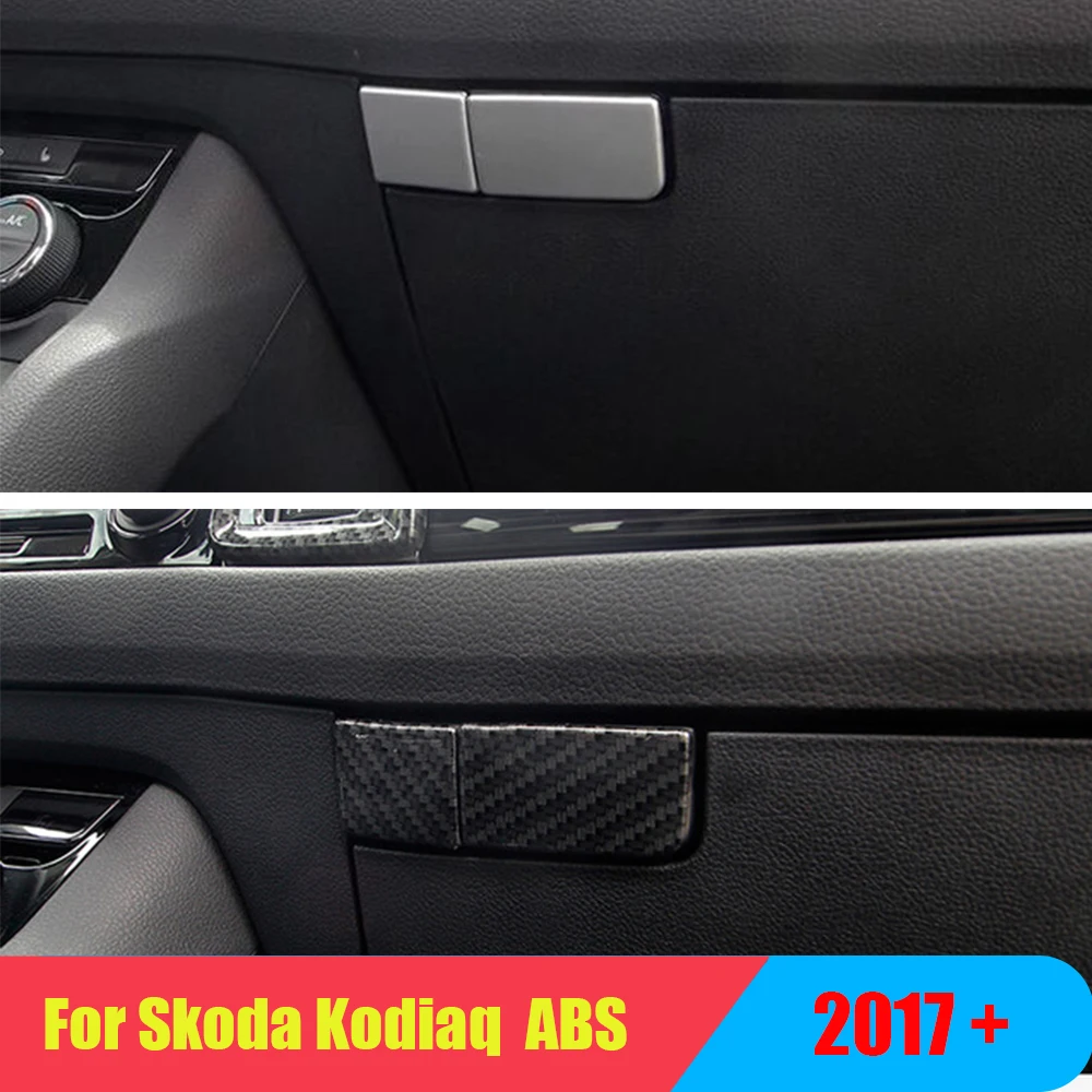 

Fit For Skoda Kodiaq 2017 2018 ABS Matte/carbon Car copilot glove Box handle bowl Cover Trim car styling accessories 2pcs