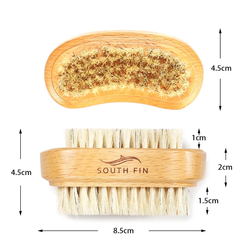 Brosses Double face pour nettoyage des ongles, avec manche en bois, poils naturels, outil de manucure et de pédicure, brosse à récurer