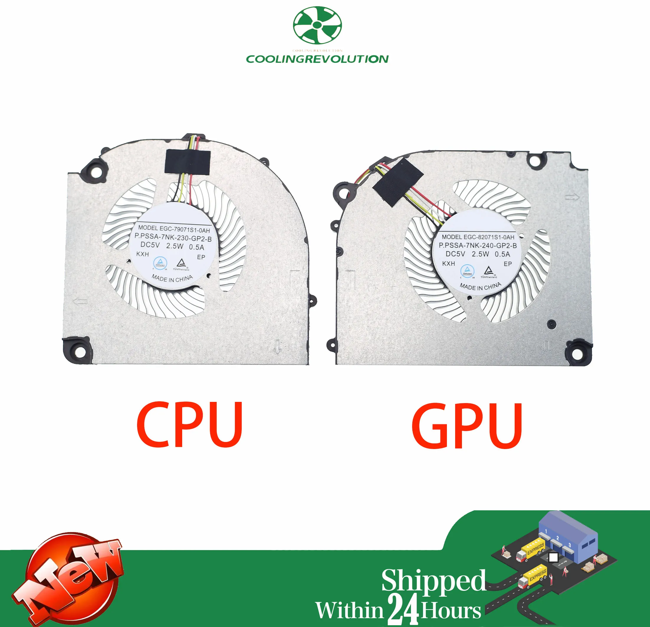 Laptop CPU GPU Cooling Fan EGC-8207S1-0AH P.PSSA-7NK-240-GP2-B EGC-79071S1-0AH P.PSSA-7NK-230-GP2-B DC5V 2.5W 0.5A 4-Pin