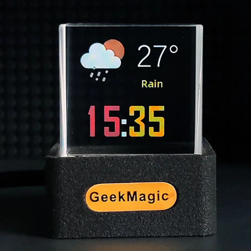 

GeekMagic Table Clock Transparent WiFi Weather Clocks Creative Cube Photo Display Holographic Desktop Decoration Display Gift