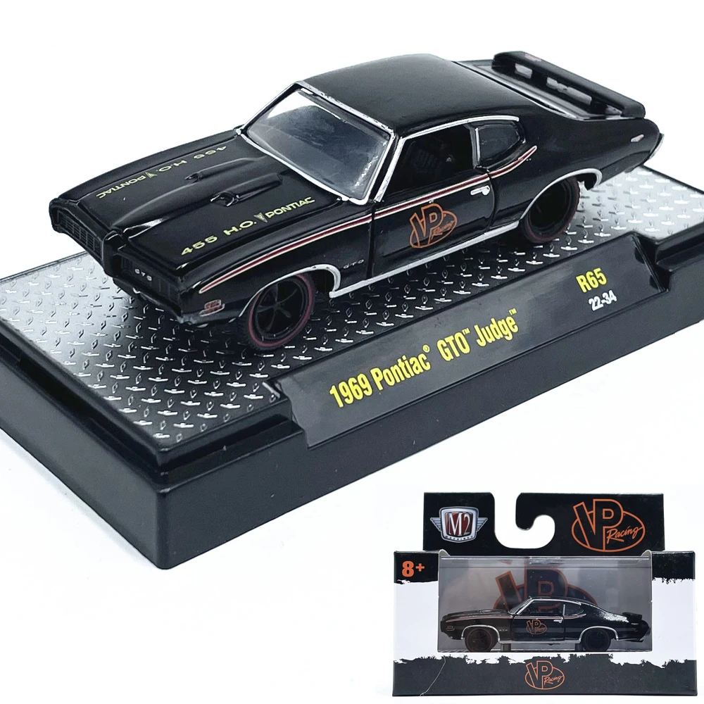 M2 1/64 1969 Pontiac GTO Judge Black Die-cast alloy car model collection display child gift