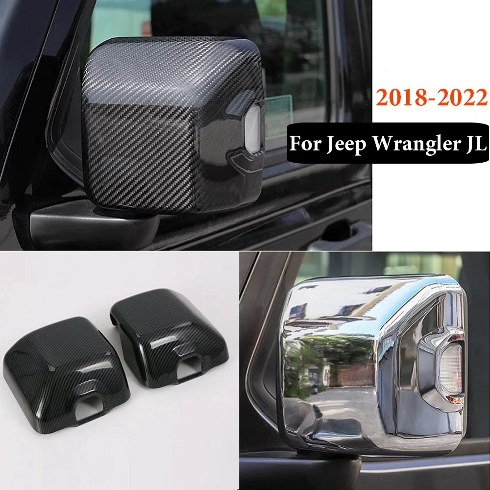 

Side Wing Carbon Fiber/Silver Car Rearview Mirror Cover For Jeep Wrangler JL 2018-2022 Mirror Shell Decoration Trim