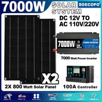 SOECOPO 7000W Complete Solar System: 2x800W Portable Panels, Inverter, 100A Controller – Home, Camping (DC 12V - AC 110V/220V)