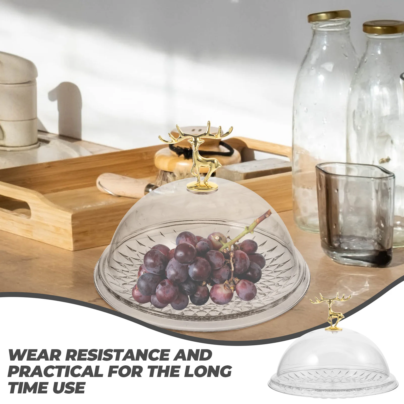 

Cake Stand With Dome Clear Pet Dessert Display Tray For Wedding Party Fruit Snack Serving Storage Container Cake Tray