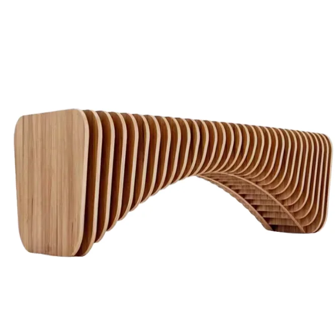 

Solid wood sliced bench creative indoor and outdoor public waiting chair garden courtyard park using fashionable metal