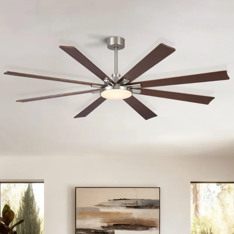 

8 Blade Ceiling Fan with LED Light Modern Stainless Steel Ceiling Fan for Living Room Bedroom Home Air Circulation Lighting