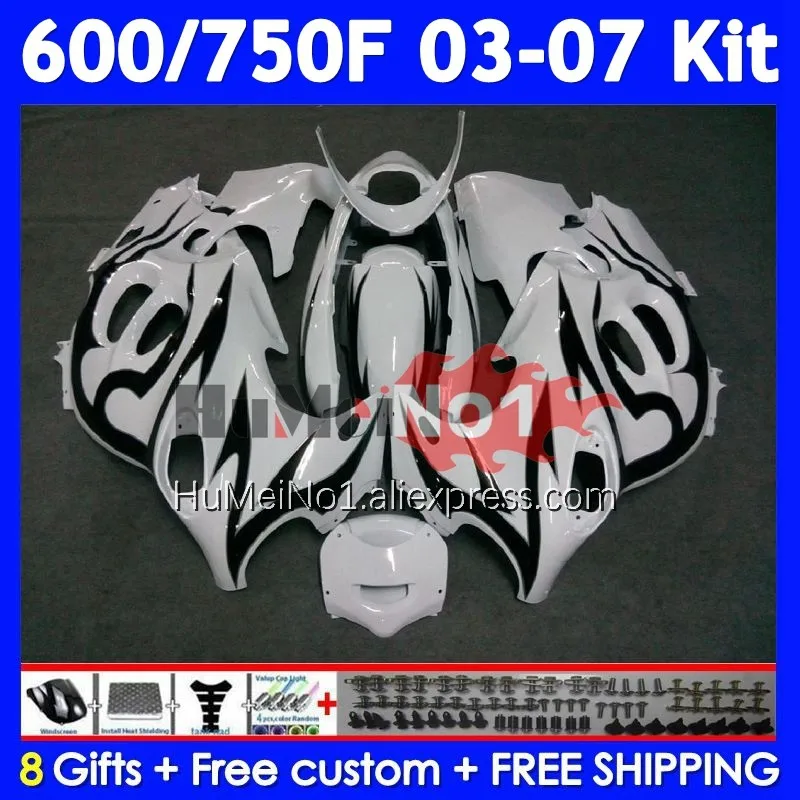 Kit For SUZUKI KATANA GSXF600 GSXF 600 750 115No.24 GSXF750 Black flames 03 04 05 06 07 GSX600F 2003 2004 2005 2006 2007 Fairing