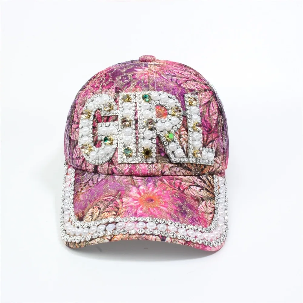 Light Luxury Shiny Diamond Women Sequins Cap Colorful Adjustable Baseball Caps Sport Leisure with Beads Girl Printing Hat