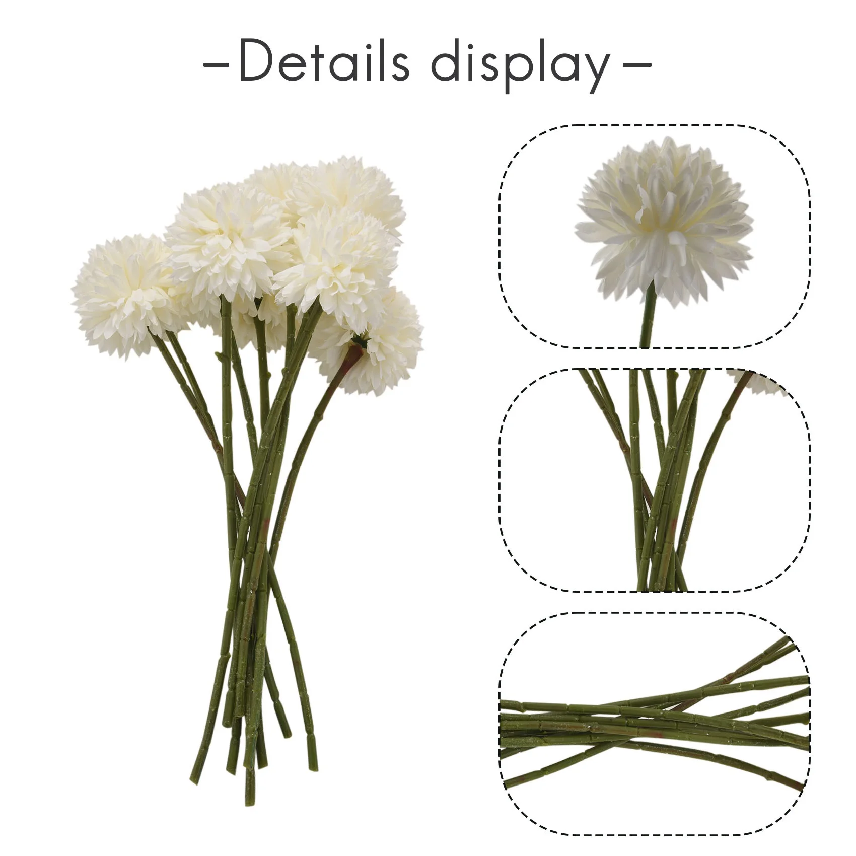 【HOT N07R】 Artificial Flowers Chrysanthemum Ball Flowers Bouquet 10Pcs Present for Important People Glorious Moral(White)