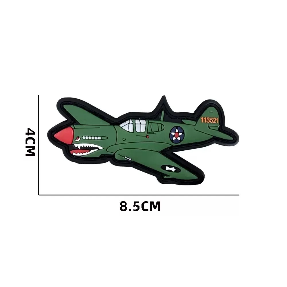 P-40 Aircraft Shark Mouth PVC Tactical Patch Hook Backing for Aiviation Enthusiast Jacket Backpack Outdoor Gear