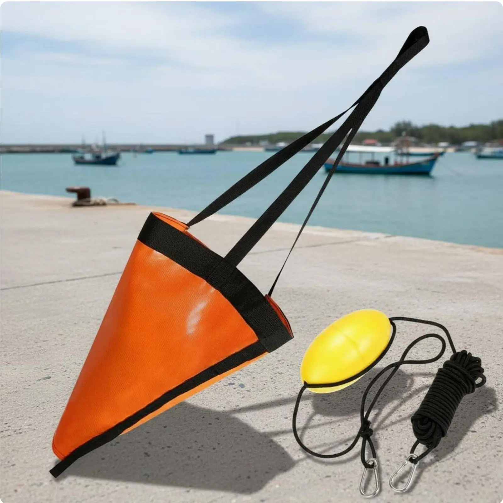 Sea Anchor Drift Sock PVC Drogue Anchor Foldable Cone Shape Glide Sock for