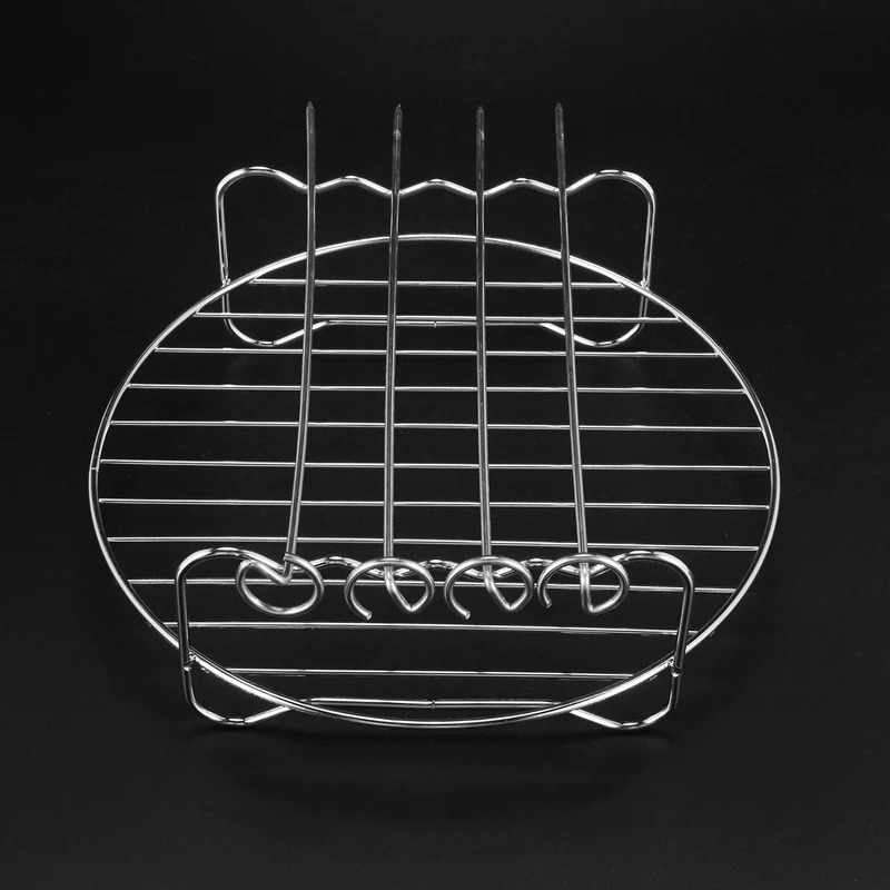 Double Layer Rack Accessory With 5 Skewers, For Airfryers