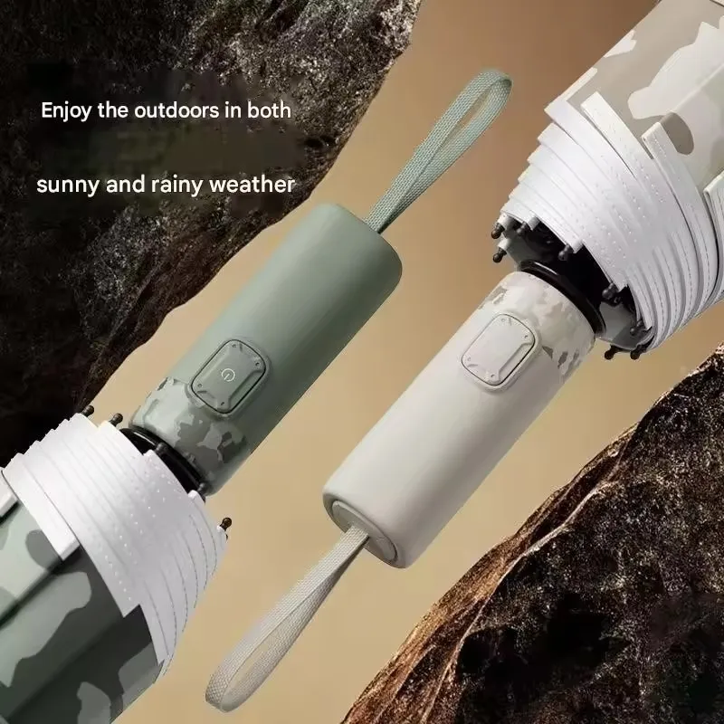 

Полностью автоматический камуфляжный зонт для мужчин, увеличенный утолщенный усиленный ветрозащитный складной деловой зонт большого размера