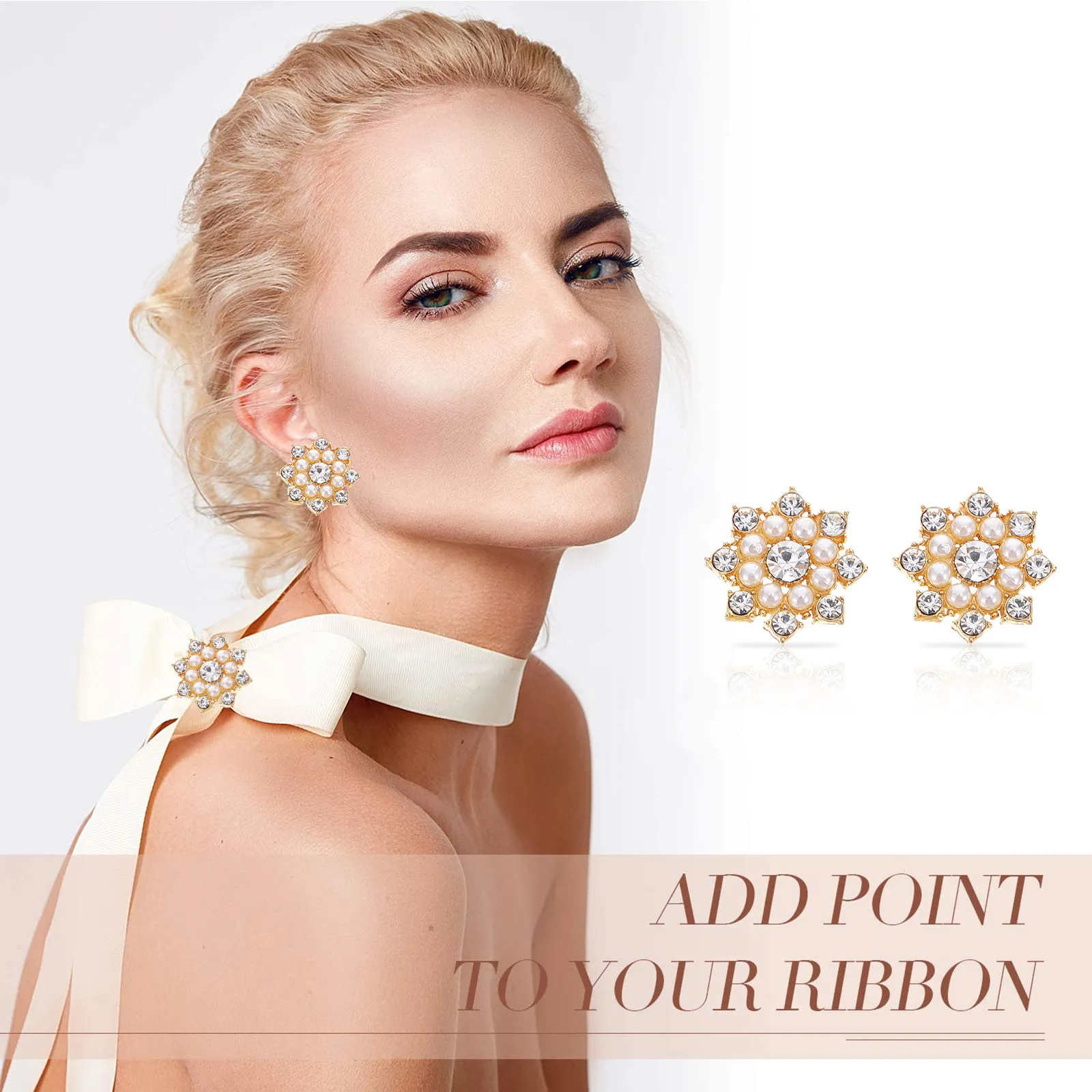 

50Pcs DIY Jewelry Props Snowflake Crystal Pearl Accessories for Hair Clip Decorative Pendant Bag Chain Craft Material Alloy