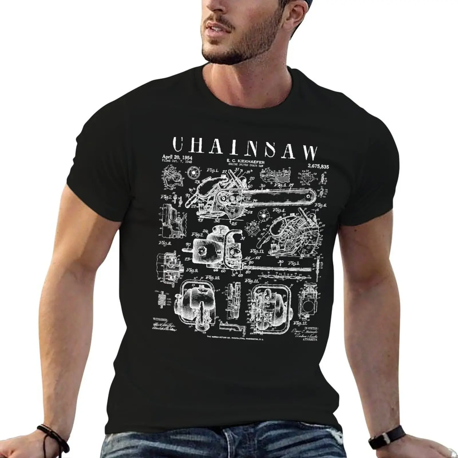 

Chainsaw Lumberjack Arborist Woodworker Vintage Patent Print T-Shirt t shirt personalised t shirts for man pack white T-Shirt