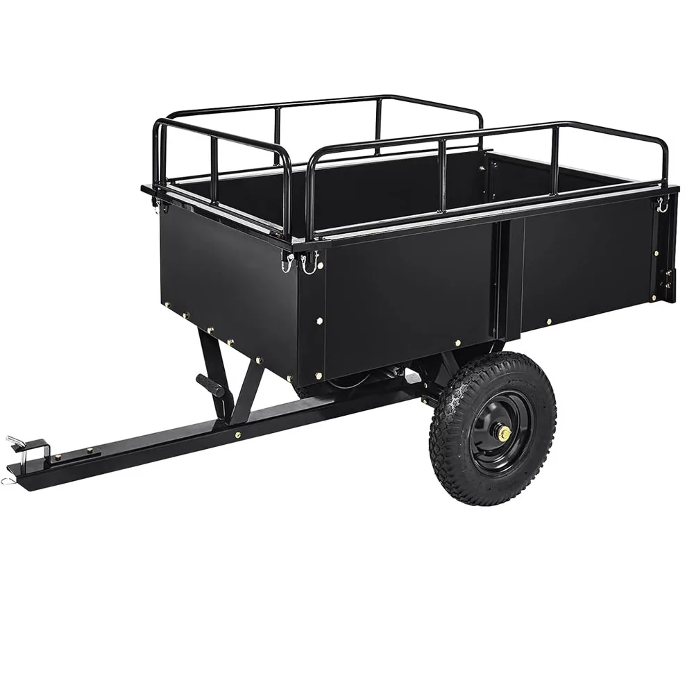 750 lbs Heavy-Duty Steel Dump Cart-15 Cubic Feet Garden Utility Trailer with Removable Sides for ATVs,UTVs,Lawn Mowers and Tract