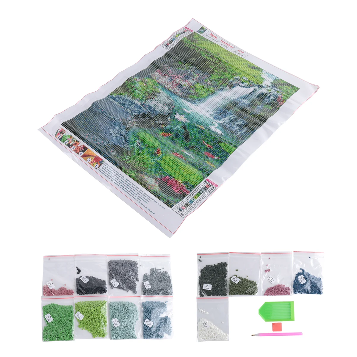 A71Z Wasserfall Landschaft Fisch DIY Diamant Stickerei Landschaft Voller Strass Wohnkultur