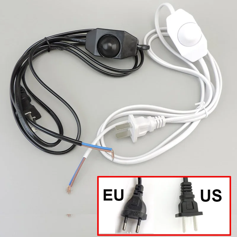 1.8M Black White EU US Plug Dimmable Switch Cable Light Modulator Lamp Line Dimmer Controller Table Lamp power wire U26