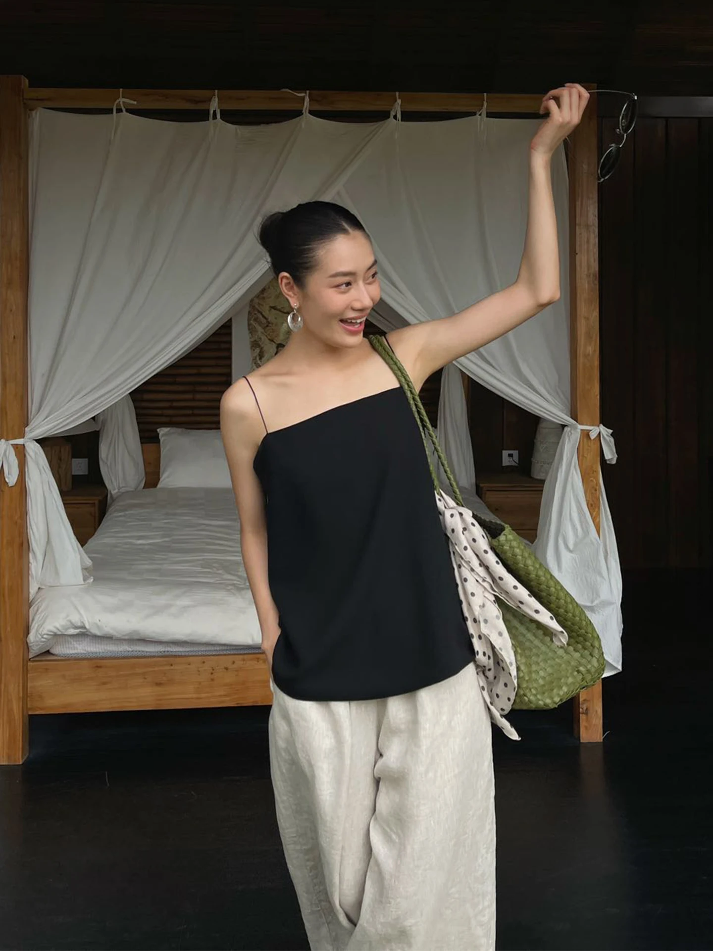 

Ele Bla mat Bandeau, жилет для похудения на одно плечо, модная верхняя одежда, повседневный хлопковый летний топ для женщин