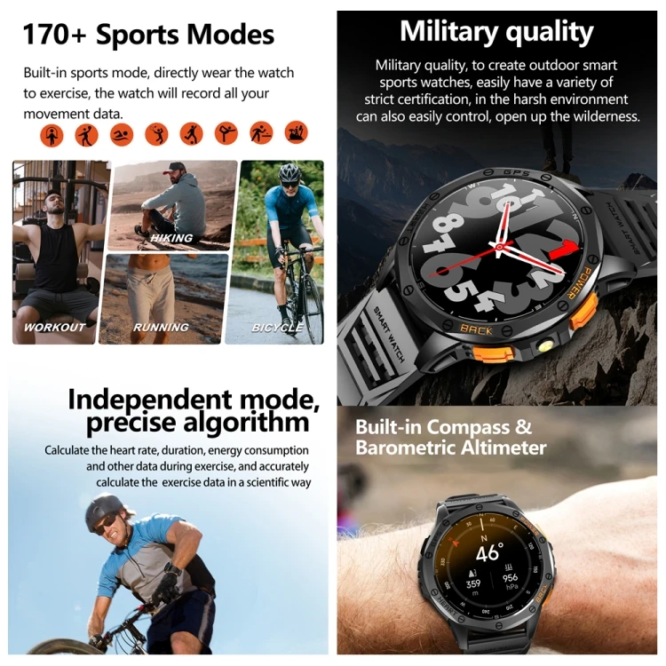 TJXL-Dropshiping 1.43 بوصة LEMFO K67 AMOLED شاشة GPS ساعة ذكية رياضية، دعم المكالمات / مراقبة الصحة #5