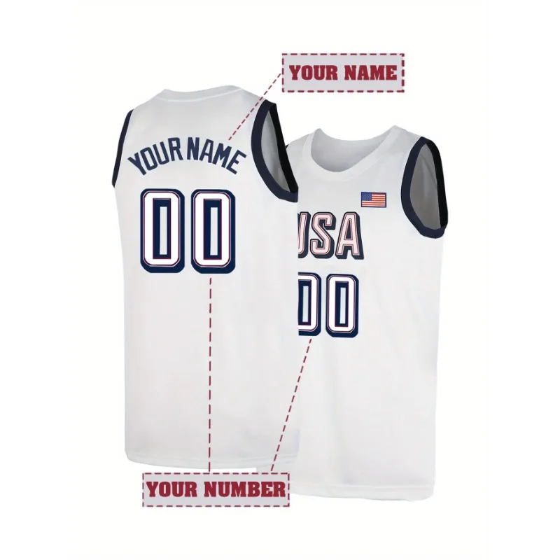 Custom Men's Basketball Jersey Breathable Round Neck Sleeveless Top DIY Name and Number For Sports Training Competition Tank Top