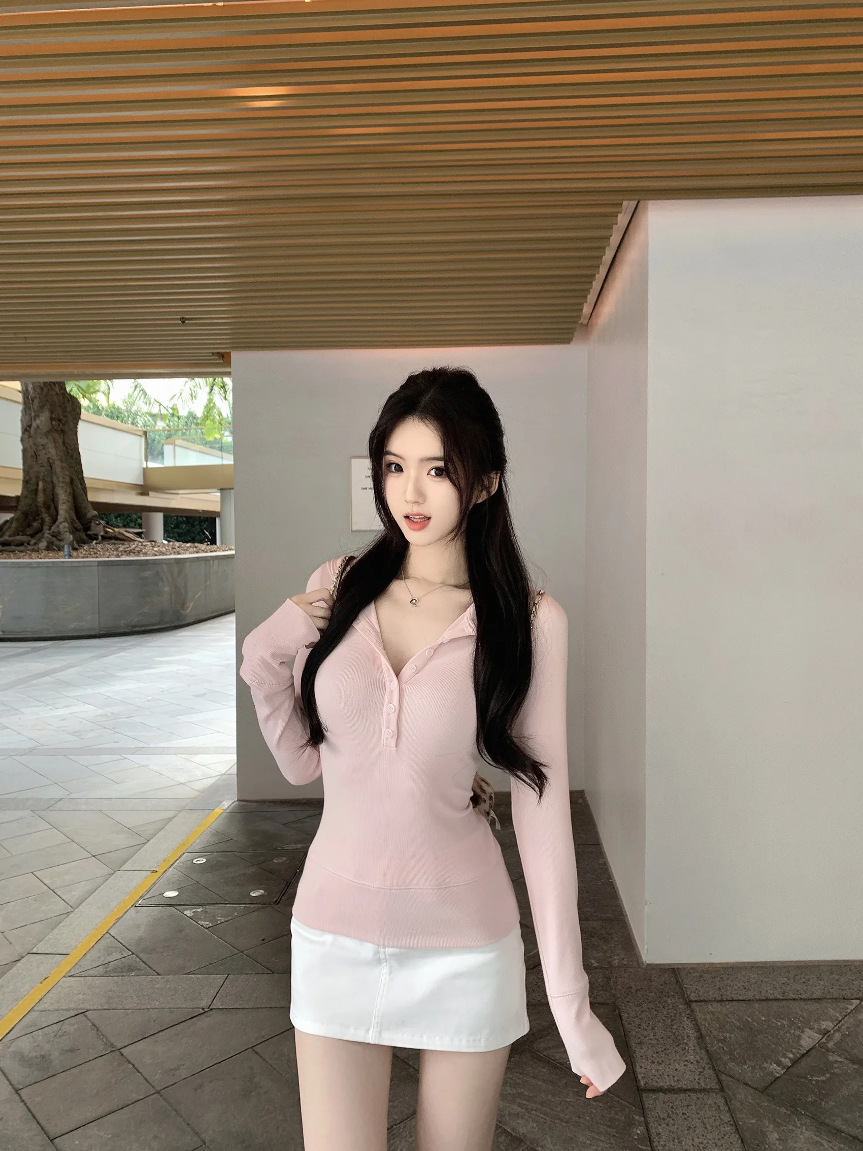 

Famouswang Spring New BM Sle Casual Long Sve Hoodie Slim Fit Women's Top Versatile Streetwear Faion ort Length