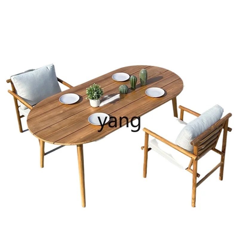 

L'm'm Leisure Teak Dining Table Courtyard Garden Hotel Balcony Dining Tables and Chairs Set