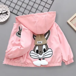 2-7 Years Spring Baby Girls Jakcets Hooded Sweatshirt Fashion Cartoon Cardigan Zipper Outerwear Children Windbreaker Coats