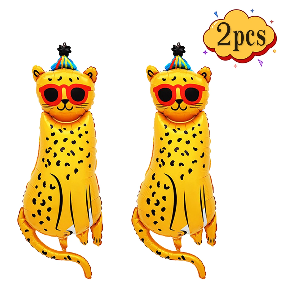 2 Stück riesige Aluminiumfolienballons mit Leopardenmuster, geeignet für Partys mit Dschungeltier-Motiv und zur Dekoration von Kindergeburtstagen. – Detail 3
