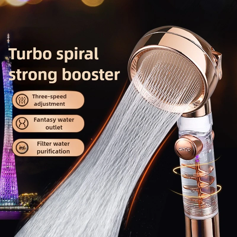 Turbocharged Shower Head 3 Modes High Pressure Water Saving Adjustable Handheld Showerhead Massage Filter Rainfall Nozzle