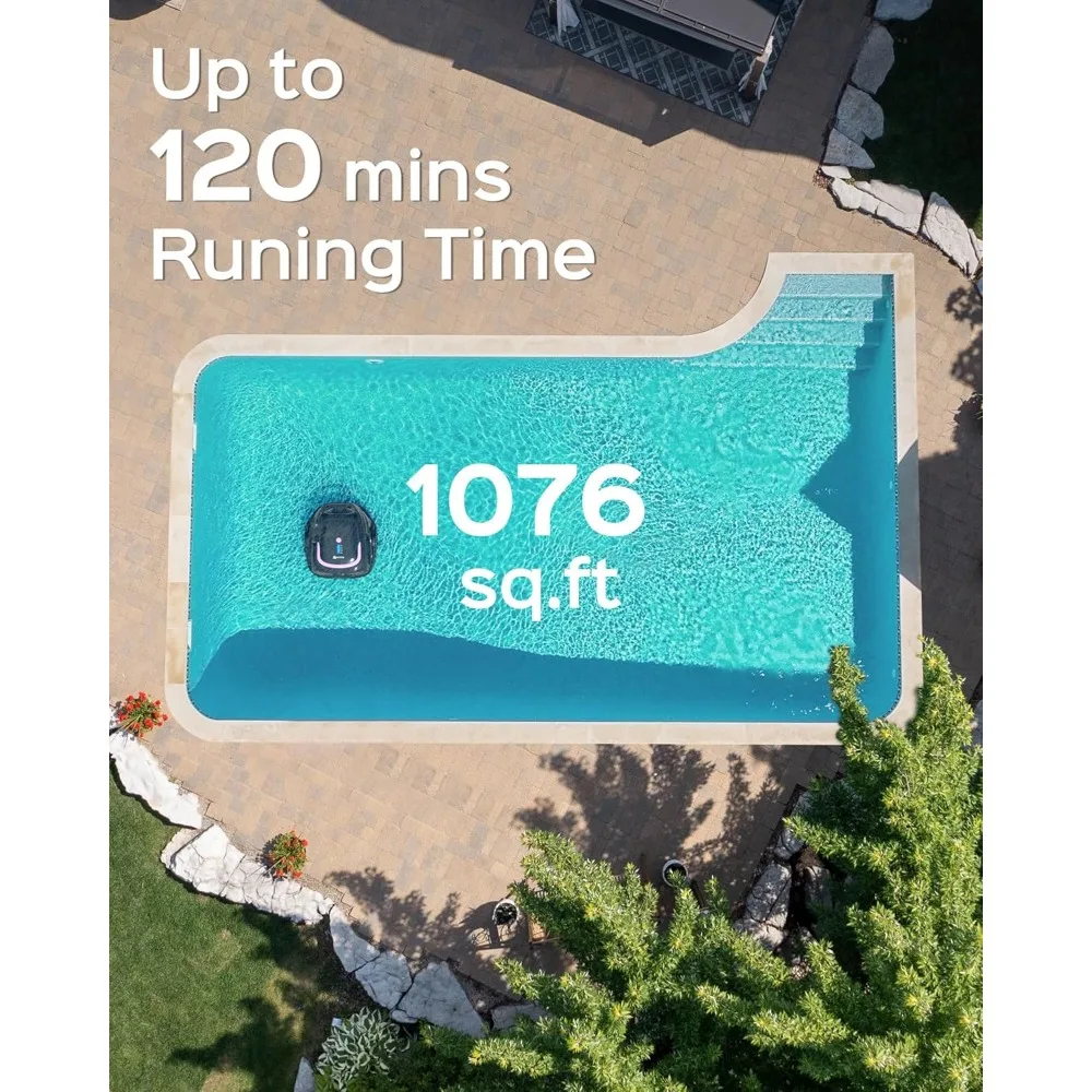 A1 무선 로봇 수영장 진공, 자동 수영장 진공, 120 분 작동 시간, 강력한 흡입 및 듀얼 필터