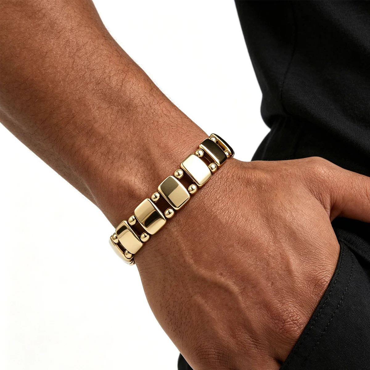 Classical Hematite Energy Beaded Elastic Magnetic Therapy Health Care Loss Weight Bracelets Slimming Health Care for Men Women