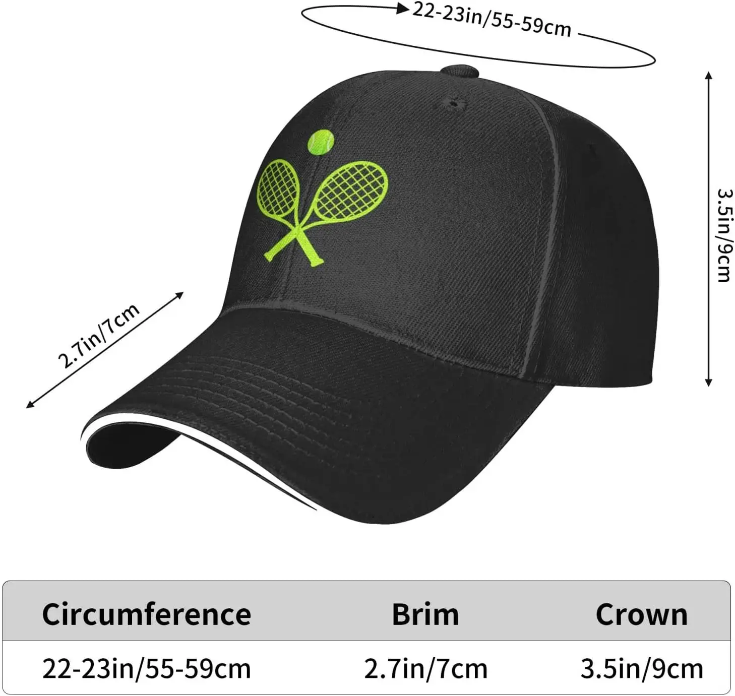 Unisex Love Tennis Baseball Cap Adjustable Tennis Racket Ball Baseball Hat for Men Women