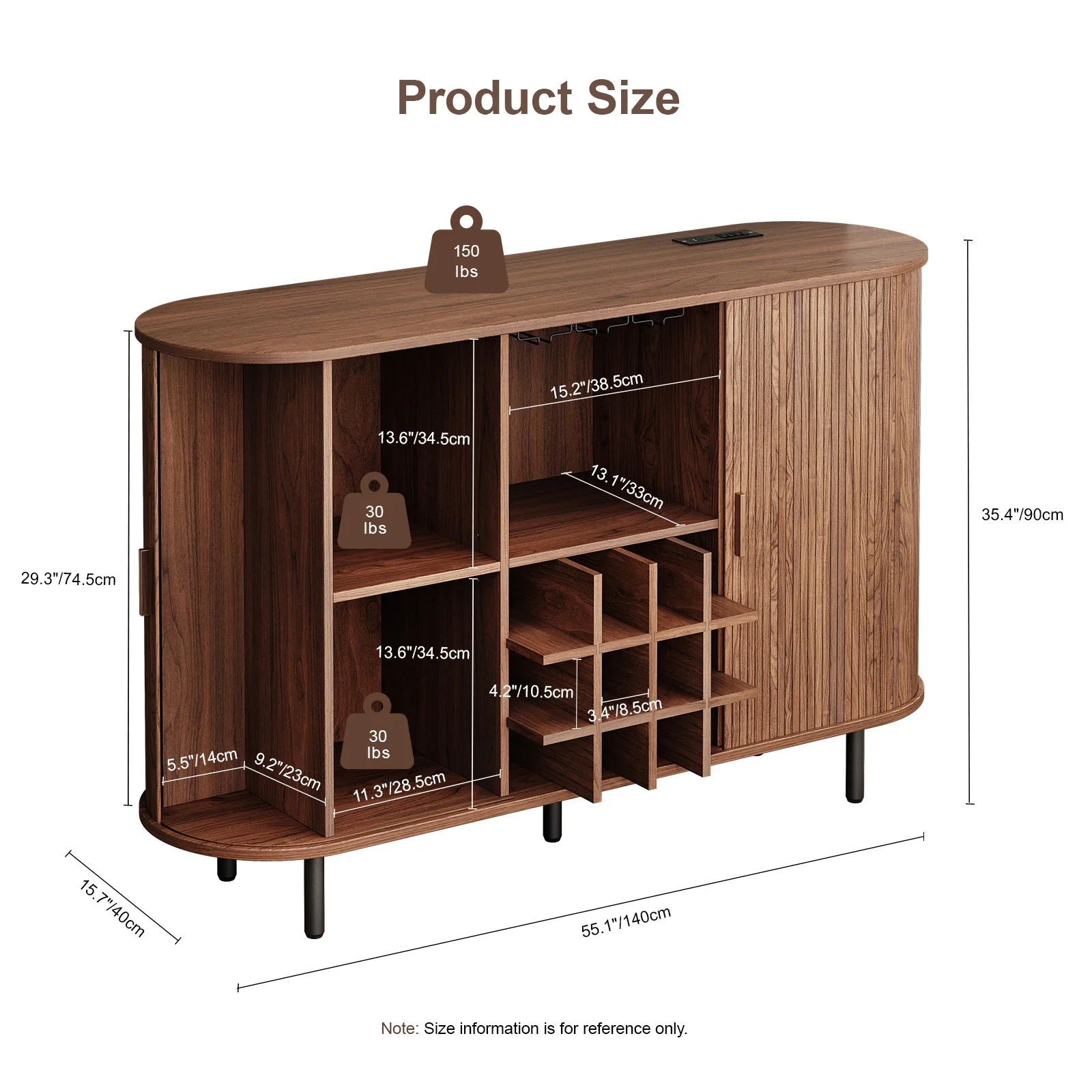 خزانة بار النبيذ مع ضوء LED، خزانة مشروبات للمنزل، خزانة بار القهوة مع رف النبيذ وحامل الزجاج، خزانة جانبية لبوفيه الجوز #2