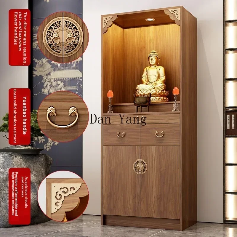 YJ Buddhist niche New Chinese vertical cabinet Offering table Shrine cabinet God of Wealth incense table Buddha statue Offering